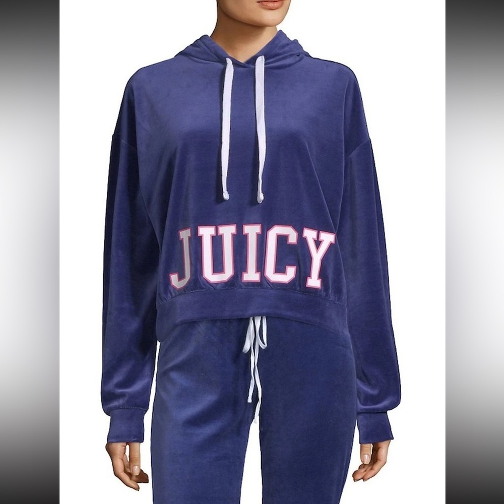 Juicy Couture Velour Sweatshirt Hoodie Medium Y2k